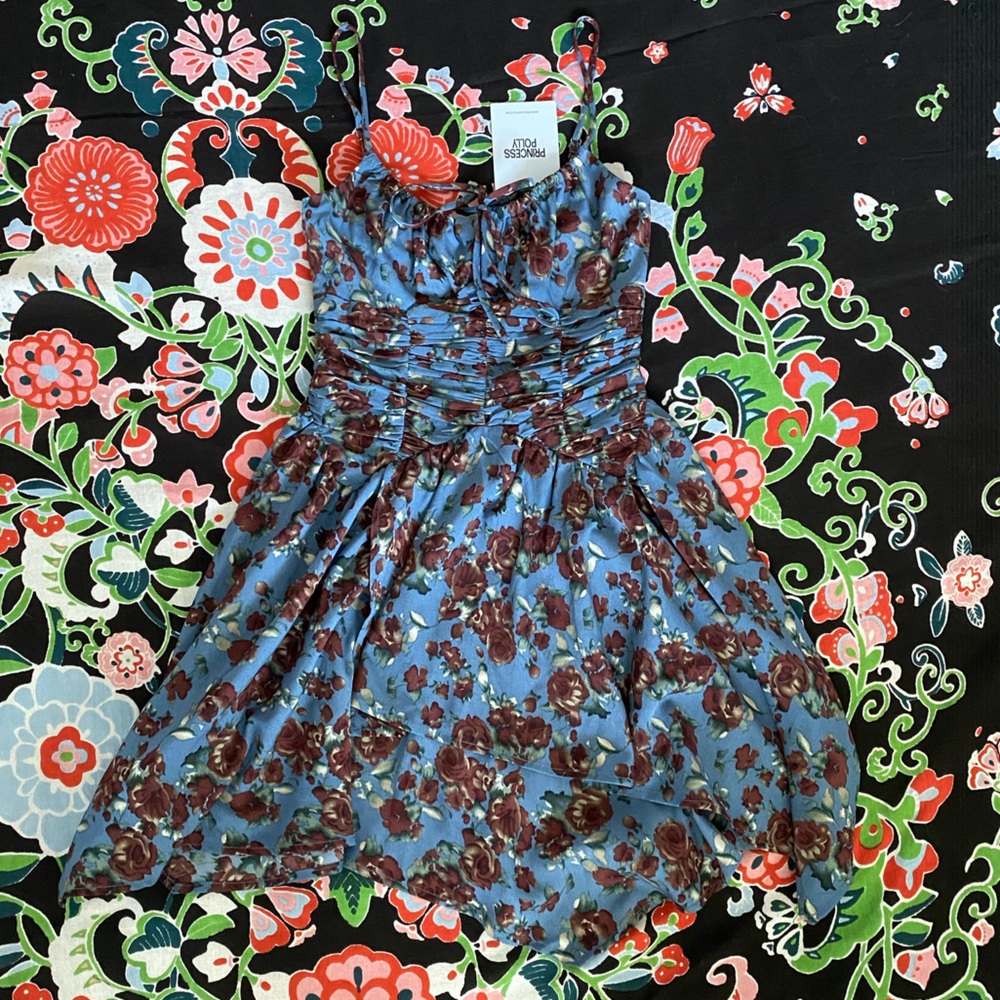 Princess Polly Blue and Brown Barrett Floral Dress